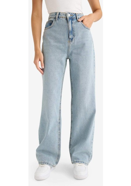 90's Wide Leg Yüksek Bel Uzun Jean Pantolon F3709AX25WN