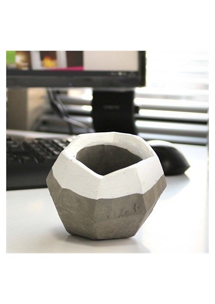 Elmas Beton Saksı 03 Gri