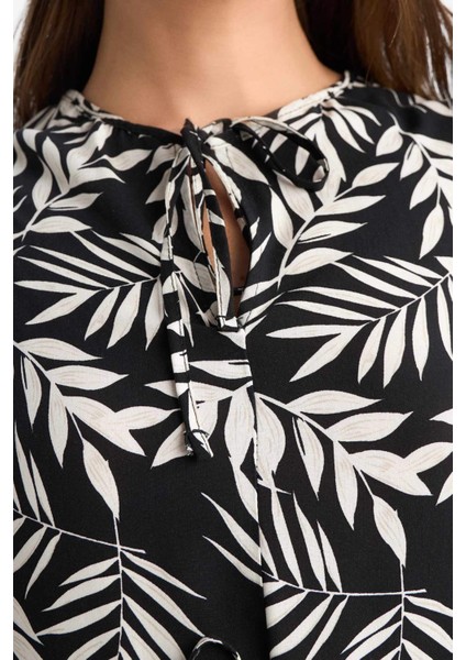 Regular Fit Büzgülü Yaka Çİçek Desenli Kolsuz Midi Yazlık Elbise E9436AX25SM