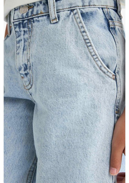 Kız Çocuk Baggy Fit Geniş Paça Jean Pantolon E9833A825AU