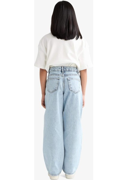 Kız Çocuk Baggy Fit Geniş Paça Jean Pantolon E9833A825AU