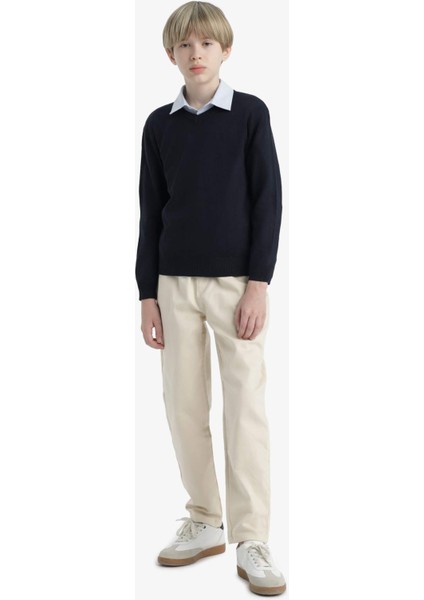 Erkek Çocuk Okul V Yaka Triko Kazak F3733A825AU