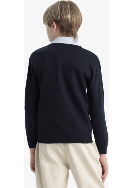 Erkek Çocuk Okul V Yaka Triko Kazak F3733A825AU