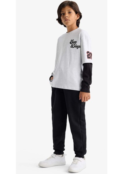Erkek Çocuk 2'li Takım Baskılı Sweatshirt Eşofman Altı F2494A825AU