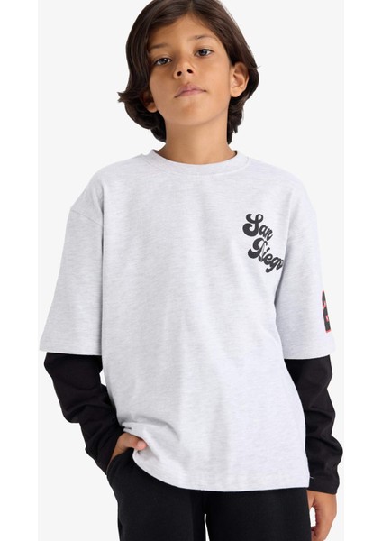 Erkek Çocuk 2'li Takım Baskılı Sweatshirt Eşofman Altı F2494A825AU