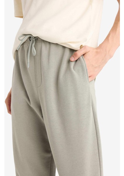 Regular Fit Beli Bağcıklı Paçası Lastikli Cepli Basic Düz Jogger Eşofman Altı