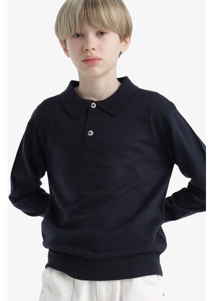 Erkek Çocuk Okul Polo Yaka Triko Kazak