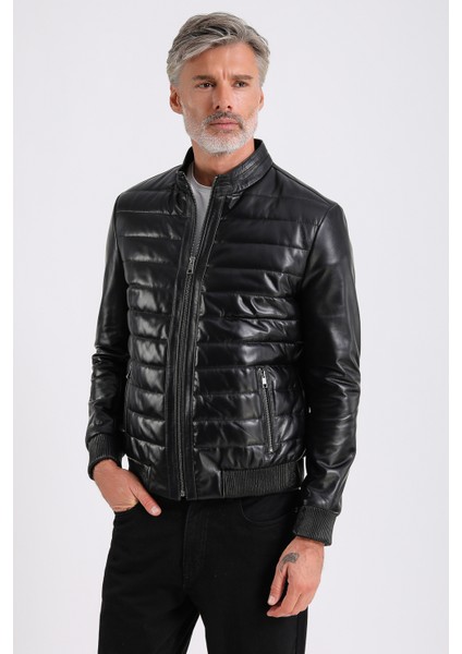 Yamal Erkek Hakiki Şişme Deri Mont
