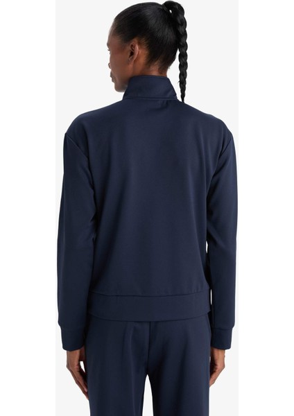 Fit Slim Fit Dar Kesim Dik Yaka İçi Yumuşak Tüylü Fermuarlı Hırka F3844AX25AU