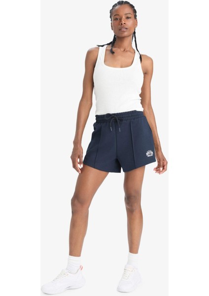 Fit Beli Lastikli Beyaz Sporcu Şort F3266AX25SM