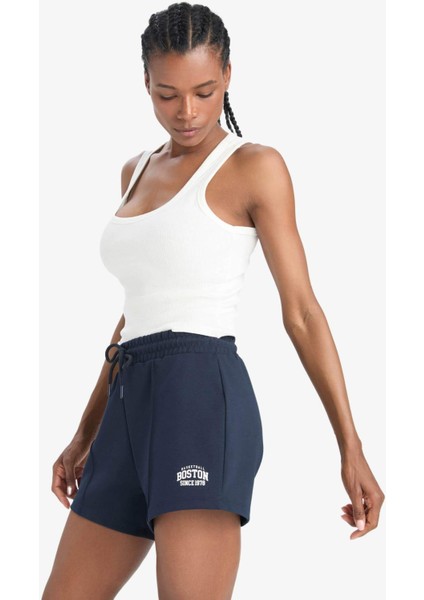 Fit Beli Lastikli Beyaz Sporcu Şort F3266AX25SM