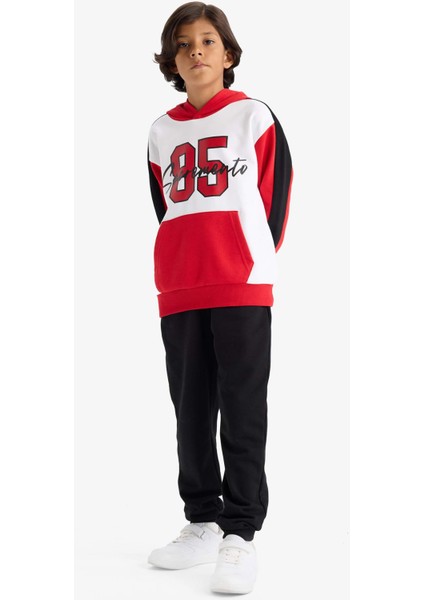 Erkek Çocuk 2'li Takım Kapüşonlu Baskılı Sweatshirt Eşofman Altı F2505A825AU