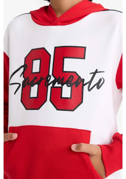 Erkek Çocuk 2'li Takım Kapüşonlu Baskılı Sweatshirt Eşofman Altı