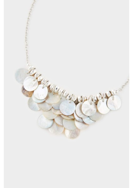 Kadın Silver Pullu Kolye Küpe Seti F3976AXNS