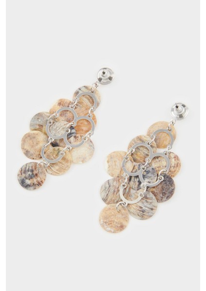 Kadın Silver Pullu Kolye Küpe Seti F3976AXNS