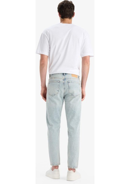 %100 Pamuk 90's Slim Fit Dar Kalıp Yüksek Bel Dar Paça Jean Yıkamalı Pantolon F3903AX25SM