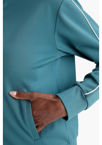 Fit Slim Fit Dar Kesim Dik Yaka İçi Yumuşak Tüylü Fermuarlı Hırka F3844AX25AU