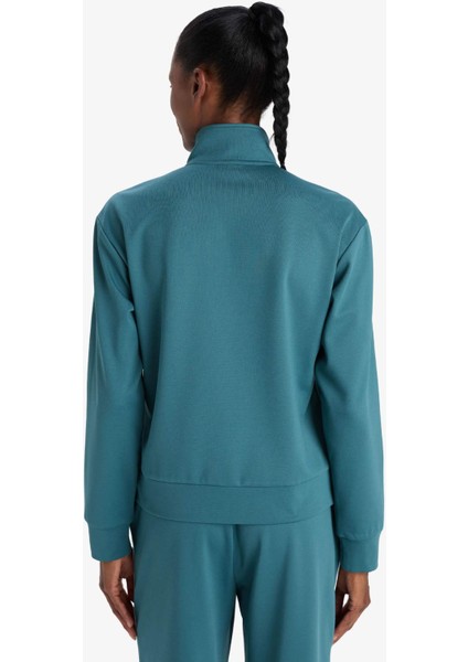 Fit Slim Fit Dar Kesim Dik Yaka İçi Yumuşak Tüylü Fermuarlı Hırka F3844AX25AU