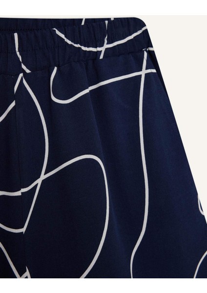 Regular Fit Normal Bel Desenli Esnek Bantlı Keten Karışımlı Şort D0317AX25SM