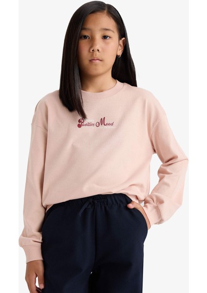 Kız Çocuk Relax Fit Bisiklet Yaka Baskılı Sweatshirt E8817A825AU