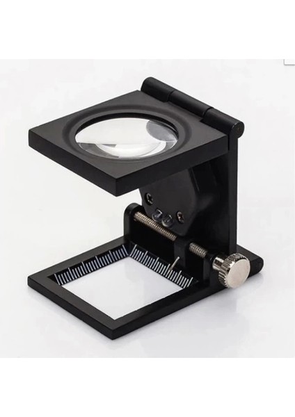 28X28 mm Katlanır Sayaçlı Metal Lüp, 2 LED Işıklı Büyüteç Tekstil TH9005A