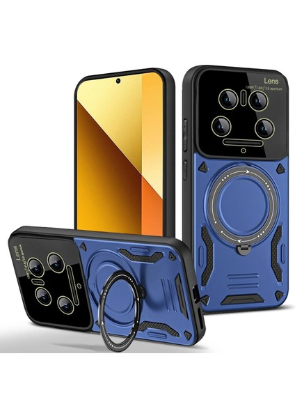 Zengezur Newface Xiaomi Mi 14 Ultra Kılıf Joy Lens Standlı Kapak - Lacivert