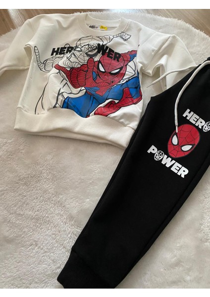 Spiderman Örümcek Adam Blackwhite 2 Iplik Kumaş Erkek Çocuk Alt Üst Takım Süper Kalite