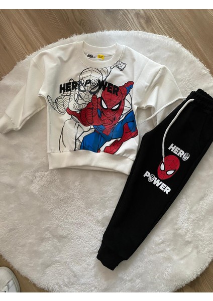 Spiderman Örümcek Adam Blackwhite 2 Iplik Kumaş Erkek Çocuk Alt Üst Takım Süper Kalite