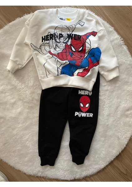 Spiderman Örümcek Adam Blackwhite 2 Iplik Kumaş Erkek Çocuk Alt Üst Takım Süper Kalite