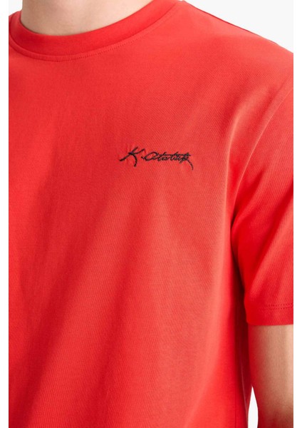 %100 Pamuk Regular Fit Bisiklet Yaka Atatürk Baskılı Kısa Kollu Tişört F3569AX25SM