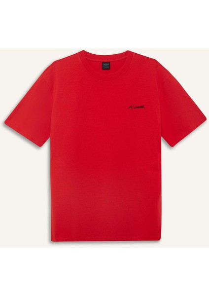 %100 Pamuk Regular Fit Bisiklet Yaka Atatürk Baskılı Kısa Kollu Tişört F3569AX25SM