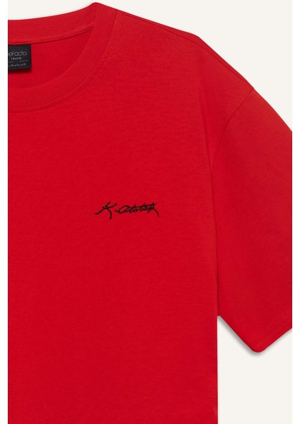 %100 Pamuk Regular Fit Bisiklet Yaka Atatürk Baskılı Kısa Kollu Tişört F3569AX25SM