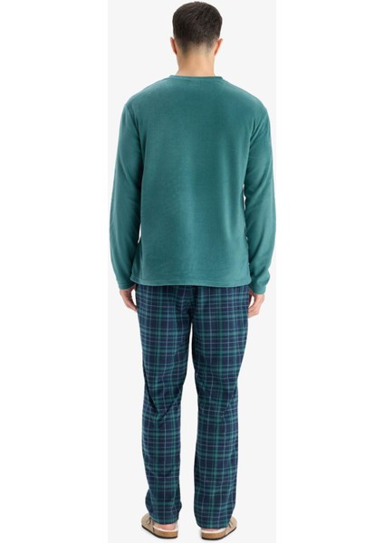 Pijama Takımı Polar Uzun Kollu Üst Kareli Uzun Alt D0047AX25WN