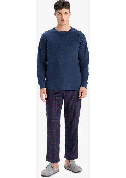 Pijama Takımı Polar Uzun Kollu Üst Kareli Uzun Alt C6117AX25WN