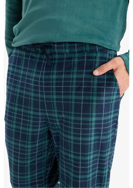 Pijama Takımı Polar Uzun Kollu Üst Kareli Uzun Alt D0047AX25WN