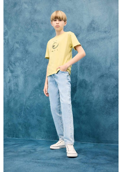 Erkek Çocuk Balloon Fit Düz Paça Jean Pantolon F3378A825AU