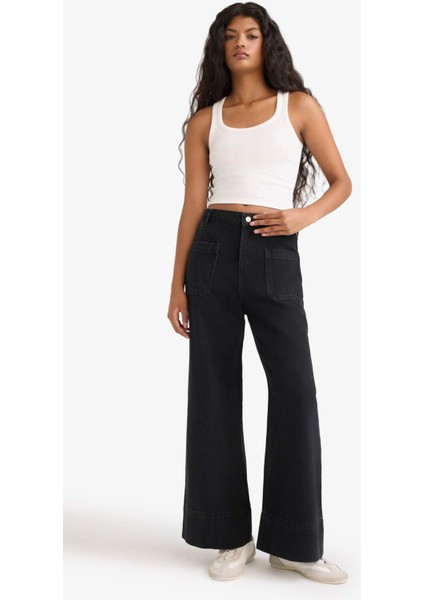 Kısa Geniş Paça Yüksek Bel Bilek Boy Jean Pantolon F2940AX25WN