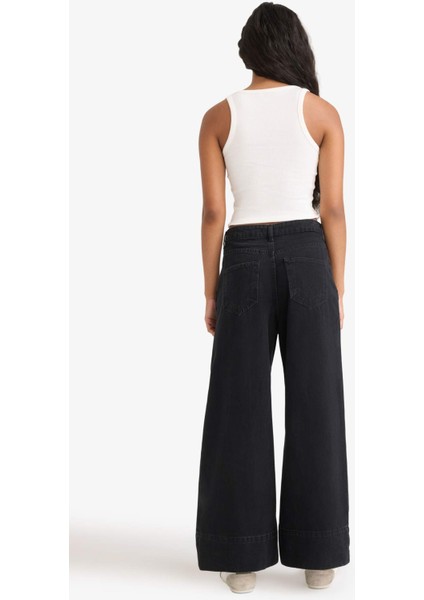 Kısa Geniş Paça Yüksek Bel Bilek Boy Jean Pantolon F2940AX25WN