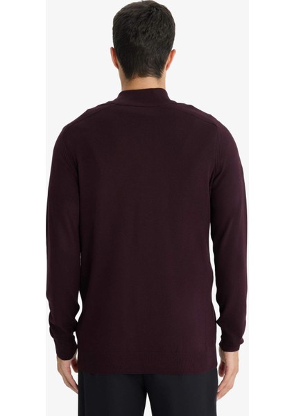 Standart Fit Dik Yaka Yarım Fermuarlı Triko Kazak D0624AX25AU