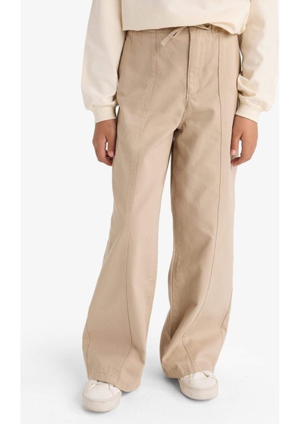 Kız Çocuk Wide Leg Geniş Paça Pamuklu Okul Pantolonu