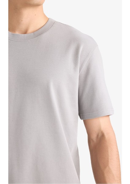 %100 Pamuk Regular Fit Bisiklet Yaka Basic Düz Kısa Kollu Tişört E7961AX25AU