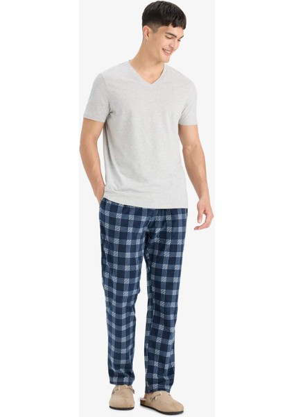 Regular Fit Kareli Cepli Polar Pijama Altı F4224AX25WN