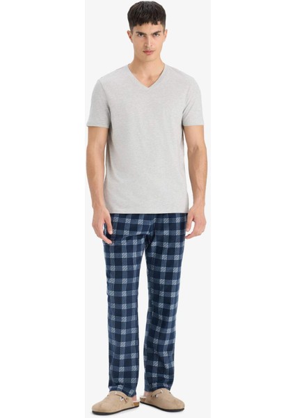 Regular Fit Kareli Cepli Polar Pijama Altı F4224AX25WN