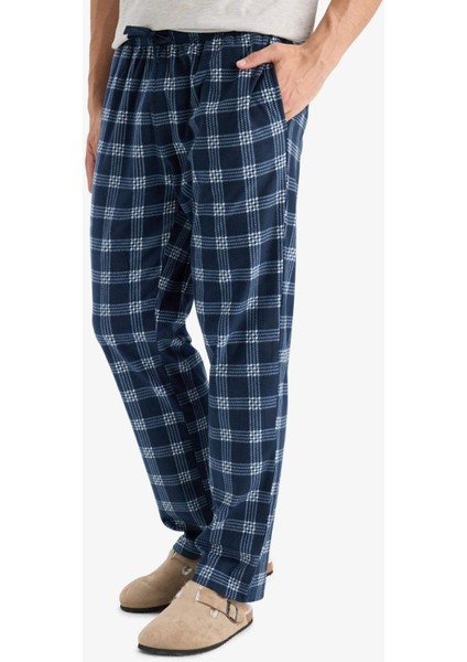 Regular Fit Kareli Cepli Polar Pijama Altı F4224AX25WN