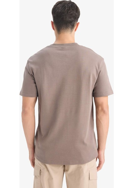 %100 Pamuk Regular Fit Bisiklet Yaka Basic Düz Kısa Kollu Tişört E7961AX25AU