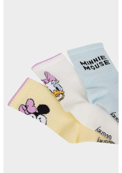 Kız Çocuk Disney Mickey & Minnie 3'lü Pamuklu Uzun Çorap F4299A8NS