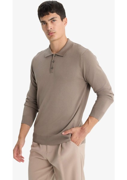 Standart Fit Polo Yaka Premium Düğmeli Triko Kazak D0454AX25AU