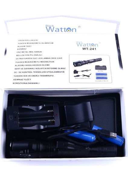 Profesyonel Tx6 Şarjlı Zoomlu El Feneri WT-241 indirimleri