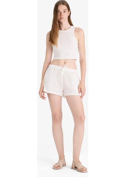 A Kesim Normal Bel Kısa Paça Müslin Şort F2868AX25SM