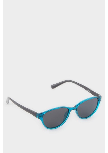 Kız Çocuk Yuvarlak Mavi Plastik Çerçeve Siyah Cam Polarize Güneş Gözlüğü F4325A8NS